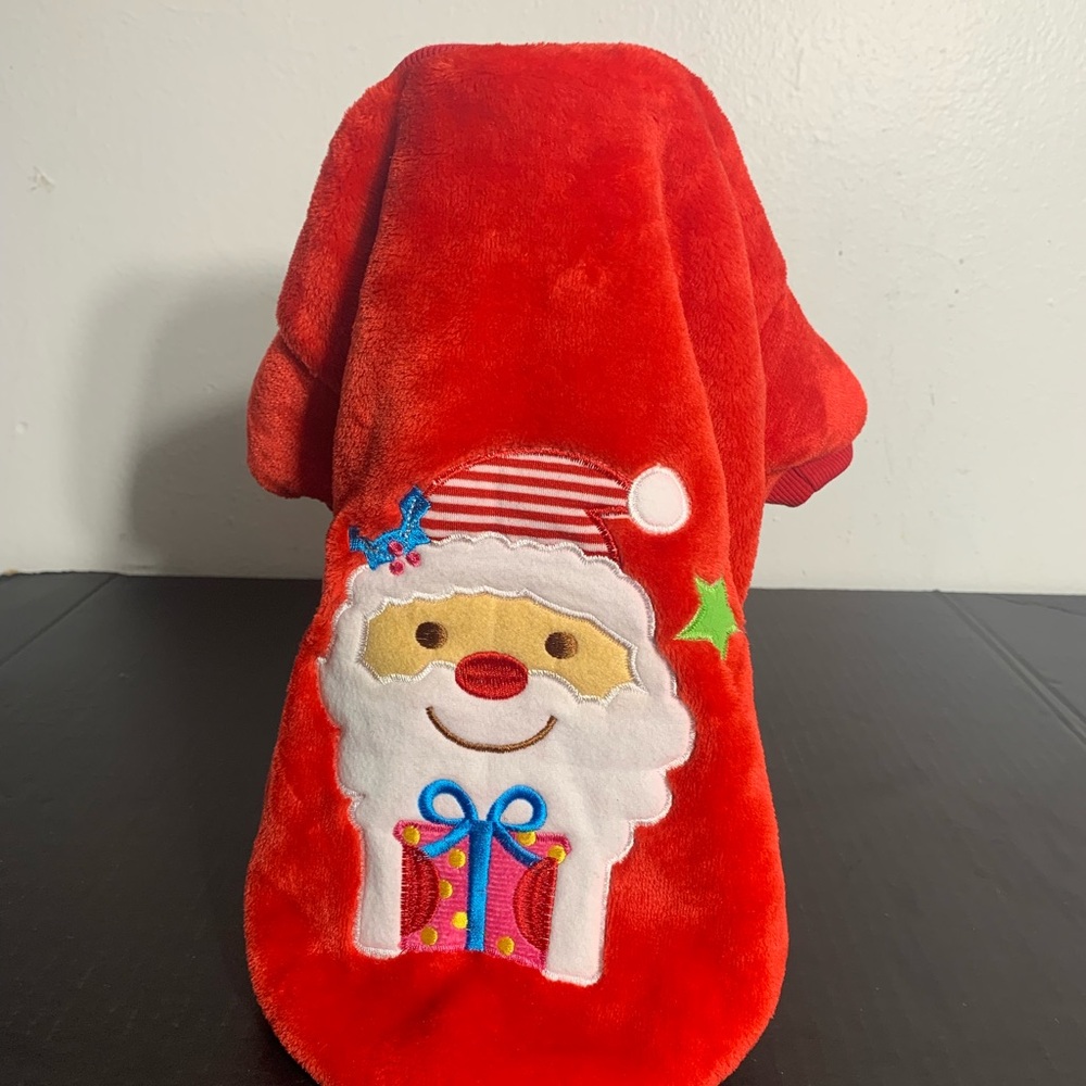Red Velour Santa Dog Sweater Size large NEW